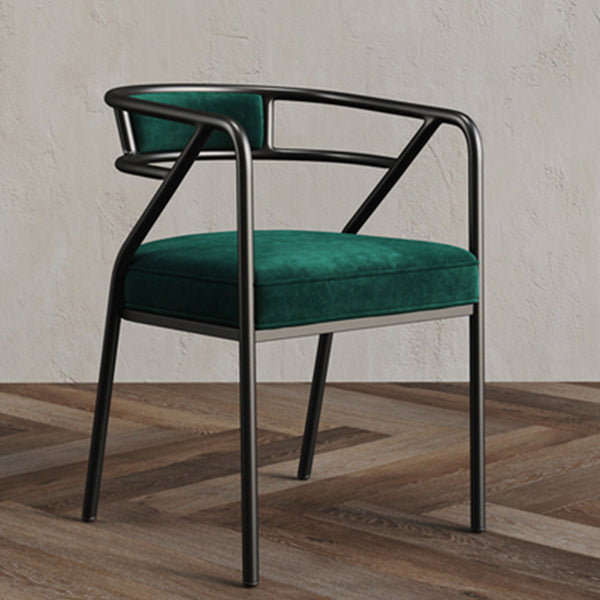 Glam Style Arm Chair Open Back Indoor Dining Chair for Dining Room Blackish Green 1 Piece Black Clearhalo 'Dining Chairs' 'Dining Tables & Seating' 'dining_chair' 'furn' 'furn_dining_chair' 'Furniture' 'furniture_dining_chair' 'Kitchen & Dining Furniture' 5043784