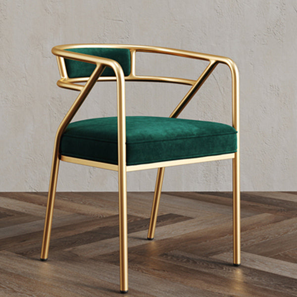 Glam Style Arm Chair Open Back Indoor Dining Chair for Dining Room Blackish Green 1 Piece Brass Gold Clearhalo 'Dining Chairs' 'Dining Tables & Seating' 'dining_chair' 'furn' 'furn_dining_chair' 'Furniture' 'furniture_dining_chair' 'Kitchen & Dining Furniture' 5043785