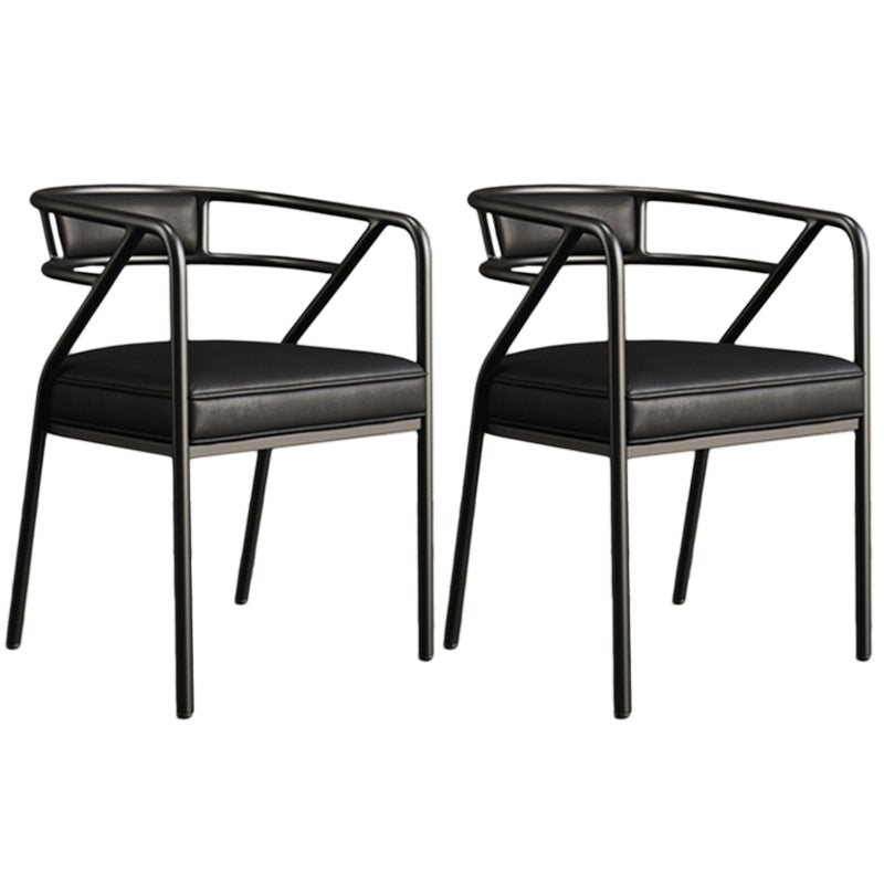 Glam Style Arm Chair Open Back Indoor Dining Chair for Dining Room Black 2 Piece Set Black Clearhalo 'Dining Chairs' 'Dining Tables & Seating' 'dining_chair' 'furn' 'furn_dining_chair' 'Furniture' 'furniture_dining_chair' 'Kitchen & Dining Furniture' 5043786