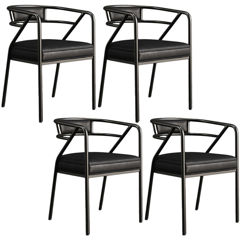 Glam Style Arm Chair Open Back Indoor Dining Chair for Dining Room Black 4 Piece Set Black Clearhalo 'Dining Chairs' 'Dining Tables & Seating' 'dining_chair' 'furn' 'furn_dining_chair' 'Furniture' 'furniture_dining_chair' 'Kitchen & Dining Furniture' 5043787