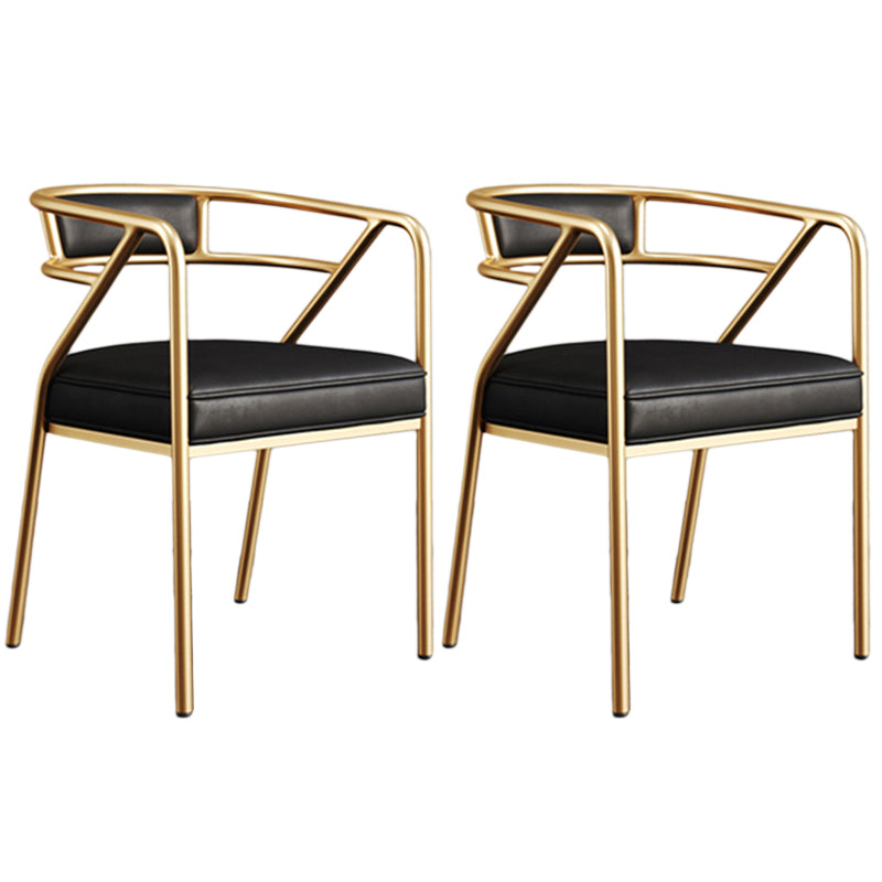 Glam Style Arm Chair Open Back Indoor Dining Chair for Dining Room Black 2 Piece Set Brass Gold Clearhalo 'Dining Chairs' 'Dining Tables & Seating' 'dining_chair' 'furn' 'furn_dining_chair' 'Furniture' 'furniture_dining_chair' 'Kitchen & Dining Furniture' 5043788