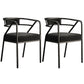 Glam Style Arm Chair Open Back Indoor Dining Chair for Dining Room Matte Black 2 Piece Set Black Clearhalo 'Dining Chairs' 'Dining Tables & Seating' 'dining_chair' 'furn' 'furn_dining_chair' 'Furniture' 'furniture_dining_chair' 'Kitchen & Dining Furniture' 5043790