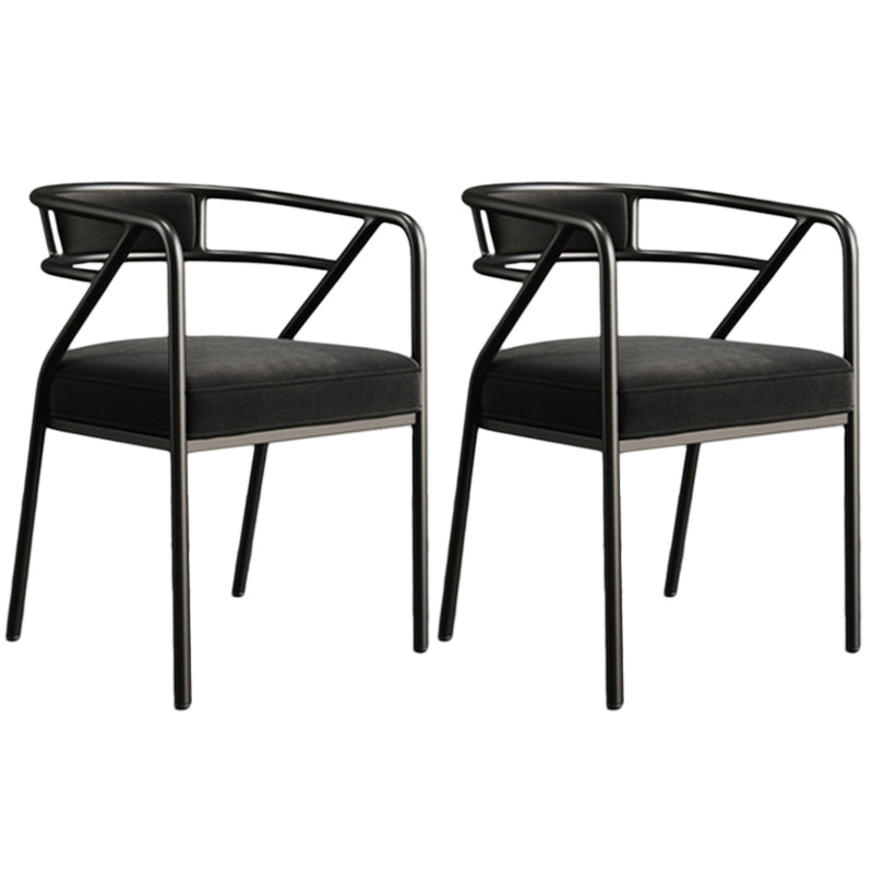 Glam Style Arm Chair Open Back Indoor Dining Chair for Dining Room Matte Black 2 Piece Set Black Clearhalo 'Dining Chairs' 'Dining Tables & Seating' 'dining_chair' 'furn' 'furn_dining_chair' 'Furniture' 'furniture_dining_chair' 'Kitchen & Dining Furniture' 5043790