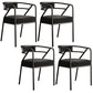 Glam Style Arm Chair Open Back Indoor Dining Chair for Dining Room Matte Black 4 Piece Set Black Clearhalo 'Dining Chairs' 'Dining Tables & Seating' 'dining_chair' 'furn' 'furn_dining_chair' 'Furniture' 'furniture_dining_chair' 'Kitchen & Dining Furniture' 5043791
