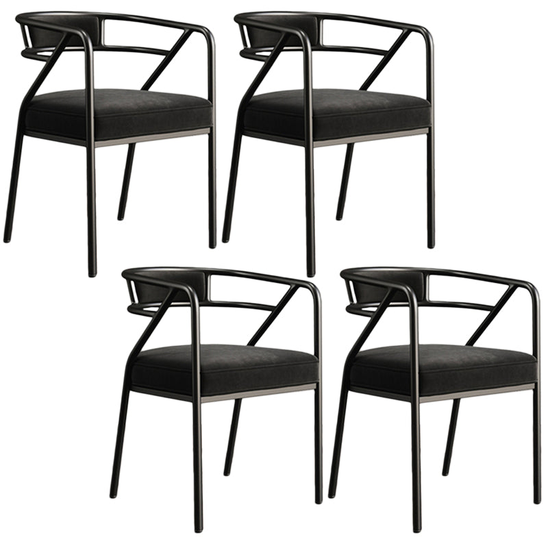 Glam Style Arm Chair Open Back Indoor Dining Chair for Dining Room Matte Black 4 Piece Set Black Clearhalo 'Dining Chairs' 'Dining Tables & Seating' 'dining_chair' 'furn' 'furn_dining_chair' 'Furniture' 'furniture_dining_chair' 'Kitchen & Dining Furniture' 5043791