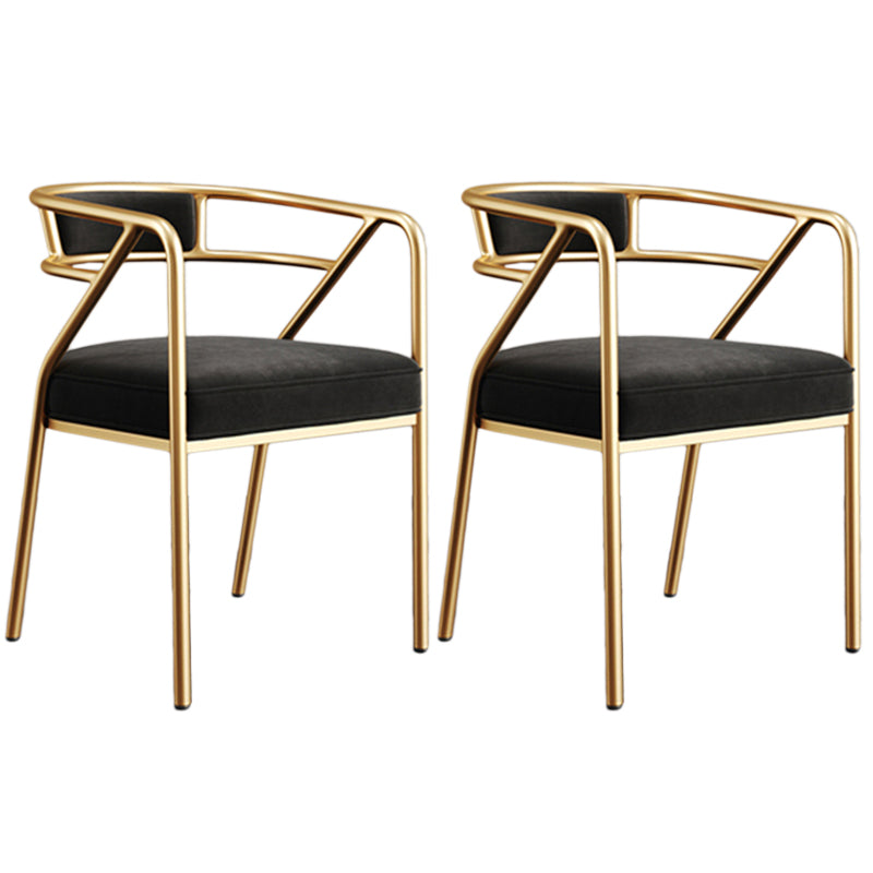 Glam Style Arm Chair Open Back Indoor Dining Chair for Dining Room Matte Black 2 Piece Set Brass Gold Clearhalo 'Dining Chairs' 'Dining Tables & Seating' 'dining_chair' 'furn' 'furn_dining_chair' 'Furniture' 'furniture_dining_chair' 'Kitchen & Dining Furniture' 5043792
