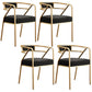 Glam Style Arm Chair Open Back Indoor Dining Chair for Dining Room Matte Black 4 Piece Set Brass Gold Clearhalo 'Dining Chairs' 'Dining Tables & Seating' 'dining_chair' 'furn' 'furn_dining_chair' 'Furniture' 'furniture_dining_chair' 'Kitchen & Dining Furniture' 5043793