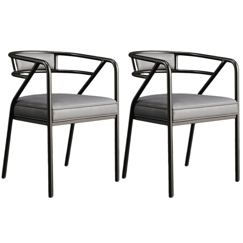 Glam Style Arm Chair Open Back Indoor Dining Chair for Dining Room Grey 2 Piece Set Black Clearhalo 'Dining Chairs' 'Dining Tables & Seating' 'dining_chair' 'furn' 'furn_dining_chair' 'Furniture' 'furniture_dining_chair' 'Kitchen & Dining Furniture' 5043794