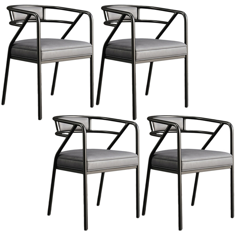 Glam Style Arm Chair Open Back Indoor Dining Chair for Dining Room Grey 4 Piece Set Black Clearhalo 'Dining Chairs' 'Dining Tables & Seating' 'dining_chair' 'furn' 'furn_dining_chair' 'Furniture' 'furniture_dining_chair' 'Kitchen & Dining Furniture' 5043795