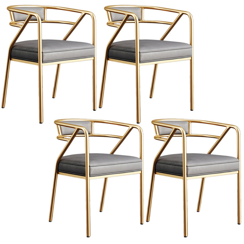 Glam Style Arm Chair Open Back Indoor Dining Chair for Dining Room Grey 4 Piece Set Brass Gold Clearhalo 'Dining Chairs' 'Dining Tables & Seating' 'dining_chair' 'furn' 'furn_dining_chair' 'Furniture' 'furniture_dining_chair' 'Kitchen & Dining Furniture' 5043797