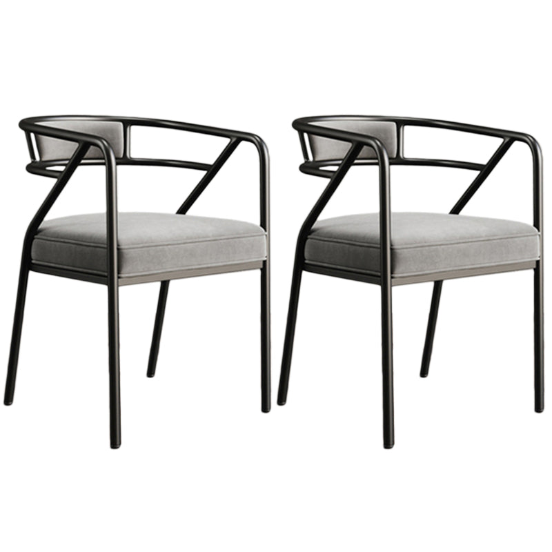 Glam Style Arm Chair Open Back Indoor Dining Chair for Dining Room Light Gray 2 Piece Set Black Clearhalo 'Dining Chairs' 'Dining Tables & Seating' 'dining_chair' 'furn' 'furn_dining_chair' 'Furniture' 'furniture_dining_chair' 'Kitchen & Dining Furniture' 5043798