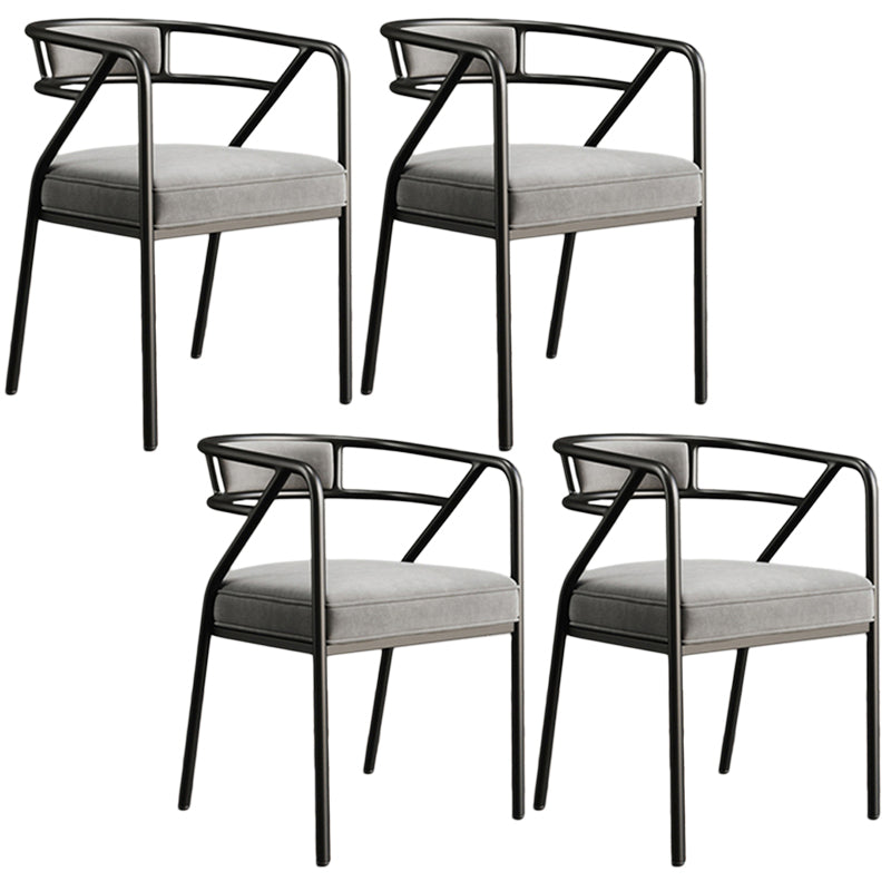 Glam Style Arm Chair Open Back Indoor Dining Chair for Dining Room Light Gray 4 Piece Set Black Clearhalo 'Dining Chairs' 'Dining Tables & Seating' 'dining_chair' 'furn' 'furn_dining_chair' 'Furniture' 'furniture_dining_chair' 'Kitchen & Dining Furniture' 5043799