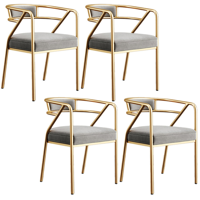 Glam Style Arm Chair Open Back Indoor Dining Chair for Dining Room Light Gray 4 Piece Set Brass Gold Clearhalo 'Dining Chairs' 'Dining Tables & Seating' 'dining_chair' 'furn' 'furn_dining_chair' 'Furniture' 'furniture_dining_chair' 'Kitchen & Dining Furniture' 5043801