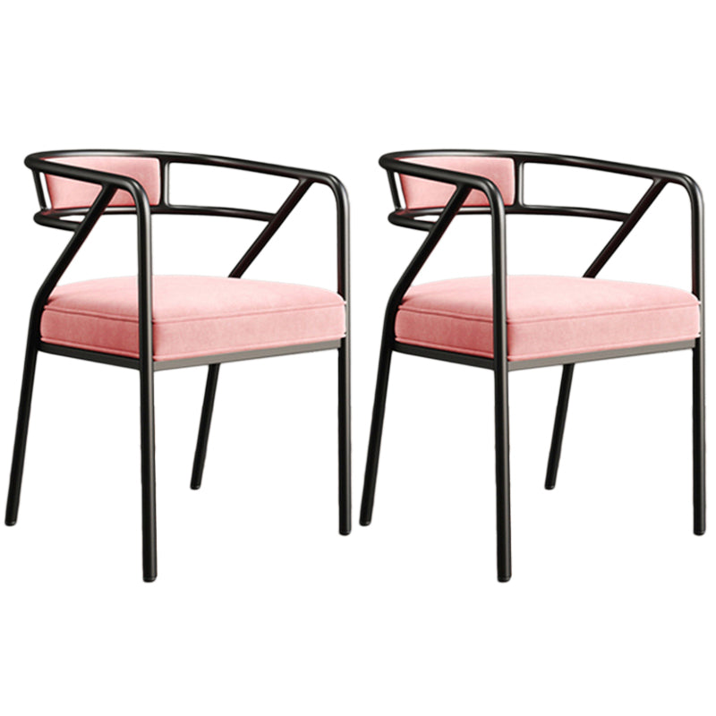 Glam Style Arm Chair Open Back Indoor Dining Chair for Dining Room Pink 2 Piece Set Black Clearhalo 'Dining Chairs' 'Dining Tables & Seating' 'dining_chair' 'furn' 'furn_dining_chair' 'Furniture' 'furniture_dining_chair' 'Kitchen & Dining Furniture' 5043802