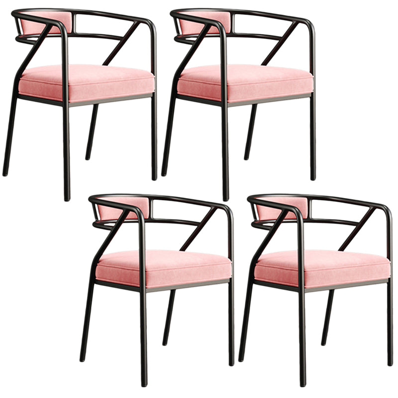 Glam Style Arm Chair Open Back Indoor Dining Chair for Dining Room Pink 4 Piece Set Black Clearhalo 'Dining Chairs' 'Dining Tables & Seating' 'dining_chair' 'furn' 'furn_dining_chair' 'Furniture' 'furniture_dining_chair' 'Kitchen & Dining Furniture' 5043803