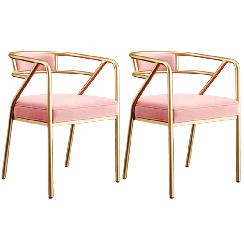 Glam Style Arm Chair Open Back Indoor Dining Chair for Dining Room Pink 2 Piece Set Brass Gold Clearhalo 'Dining Chairs' 'Dining Tables & Seating' 'dining_chair' 'furn' 'furn_dining_chair' 'Furniture' 'furniture_dining_chair' 'Kitchen & Dining Furniture' 5043804