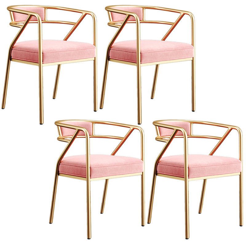 Glam Style Arm Chair Open Back Indoor Dining Chair for Dining Room Pink 4 Piece Set Brass Gold Clearhalo 'Dining Chairs' 'Dining Tables & Seating' 'dining_chair' 'furn' 'furn_dining_chair' 'Furniture' 'furniture_dining_chair' 'Kitchen & Dining Furniture' 5043805