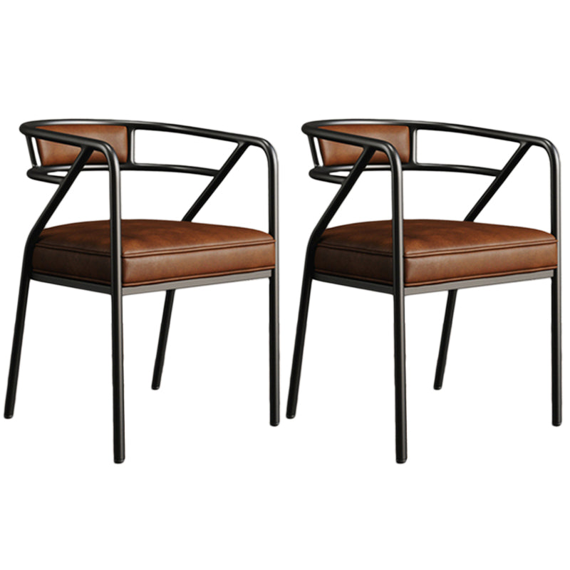 Glam Style Arm Chair Open Back Indoor Dining Chair for Dining Room Brown 2 Piece Set Black Clearhalo 'Dining Chairs' 'Dining Tables & Seating' 'dining_chair' 'furn' 'furn_dining_chair' 'Furniture' 'furniture_dining_chair' 'Kitchen & Dining Furniture' 5043806
