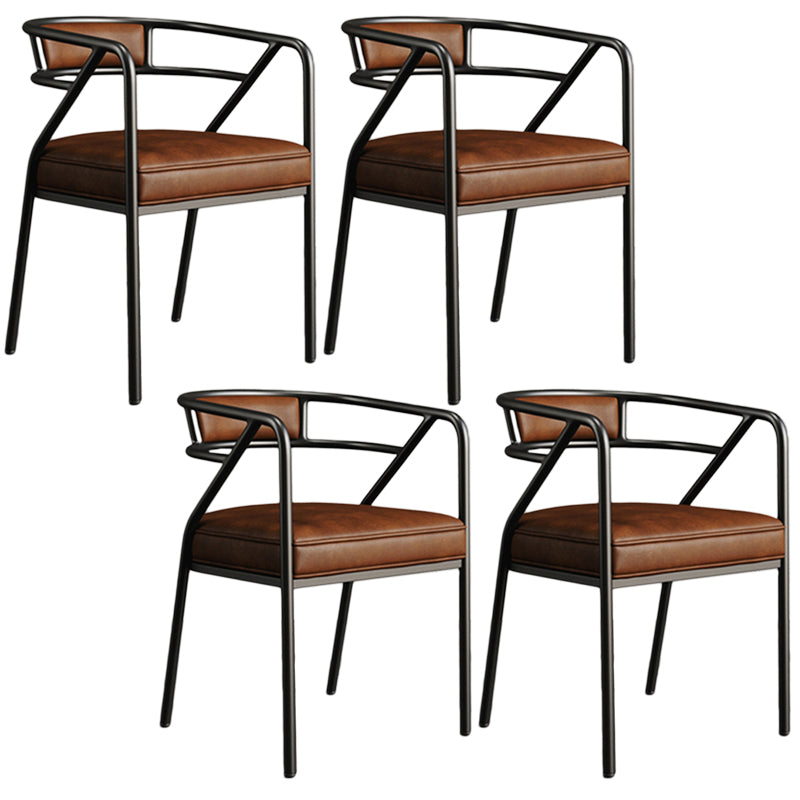 Glam Style Arm Chair Open Back Indoor Dining Chair for Dining Room Brown 4 Piece Set Black Clearhalo 'Dining Chairs' 'Dining Tables & Seating' 'dining_chair' 'furn' 'furn_dining_chair' 'Furniture' 'furniture_dining_chair' 'Kitchen & Dining Furniture' 5043807