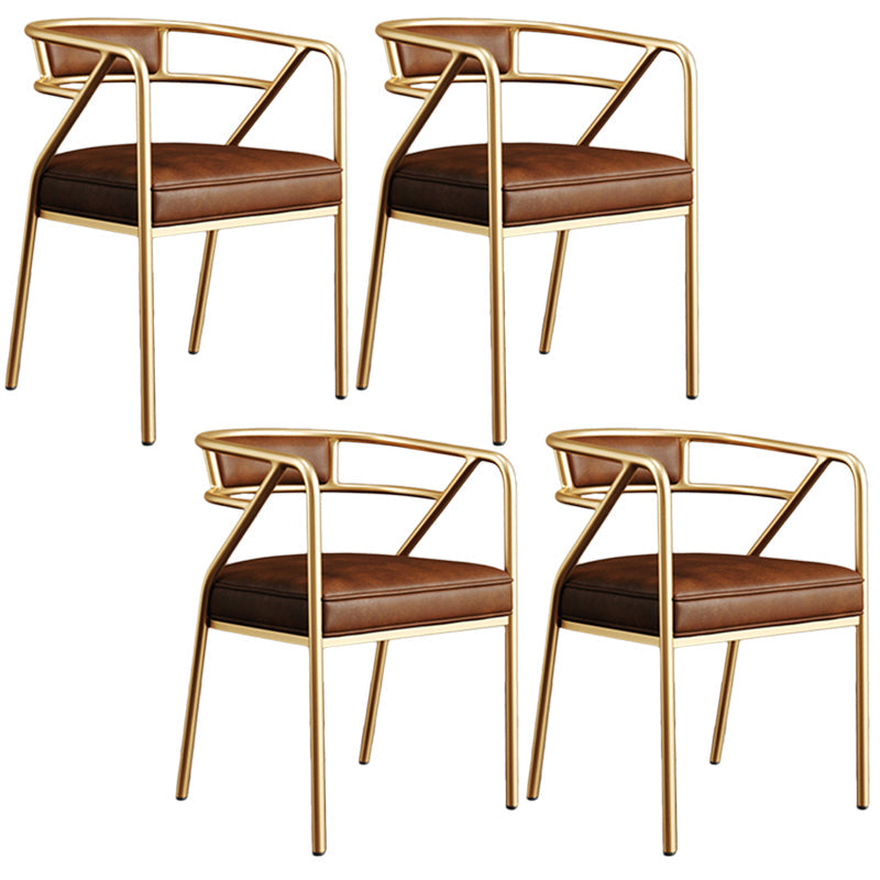 Glam Style Arm Chair Open Back Indoor Dining Chair for Dining Room Brown 4 Piece Set Brass Gold Clearhalo 'Dining Chairs' 'Dining Tables & Seating' 'dining_chair' 'furn' 'furn_dining_chair' 'Furniture' 'furniture_dining_chair' 'Kitchen & Dining Furniture' 5043809