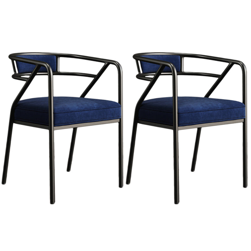 Glam Style Arm Chair Open Back Indoor Dining Chair for Dining Room Blue 2 Piece Set Black Clearhalo 'Dining Chairs' 'Dining Tables & Seating' 'dining_chair' 'furn' 'furn_dining_chair' 'Furniture' 'furniture_dining_chair' 'Kitchen & Dining Furniture' 5043810