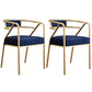 Glam Style Arm Chair Open Back Indoor Dining Chair for Dining Room Blue 2 Piece Set Brass Gold Clearhalo 'Dining Chairs' 'Dining Tables & Seating' 'dining_chair' 'furn' 'furn_dining_chair' 'Furniture' 'furniture_dining_chair' 'Kitchen & Dining Furniture' 5043812