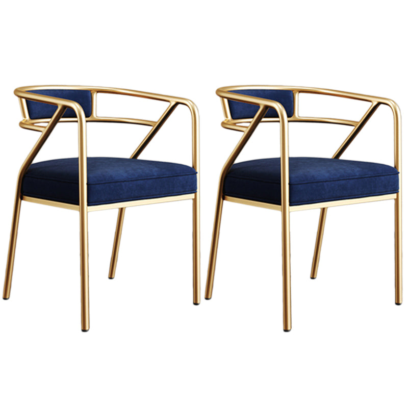 Glam Style Arm Chair Open Back Indoor Dining Chair for Dining Room Blue 2 Piece Set Brass Gold Clearhalo 'Dining Chairs' 'Dining Tables & Seating' 'dining_chair' 'furn' 'furn_dining_chair' 'Furniture' 'furniture_dining_chair' 'Kitchen & Dining Furniture' 5043812