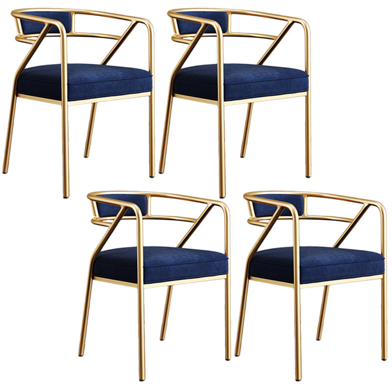 Glam Style Arm Chair Open Back Indoor Dining Chair for Dining Room Blue 4 Piece Set Brass Gold Clearhalo 'Dining Chairs' 'Dining Tables & Seating' 'dining_chair' 'furn' 'furn_dining_chair' 'Furniture' 'furniture_dining_chair' 'Kitchen & Dining Furniture' 5043813