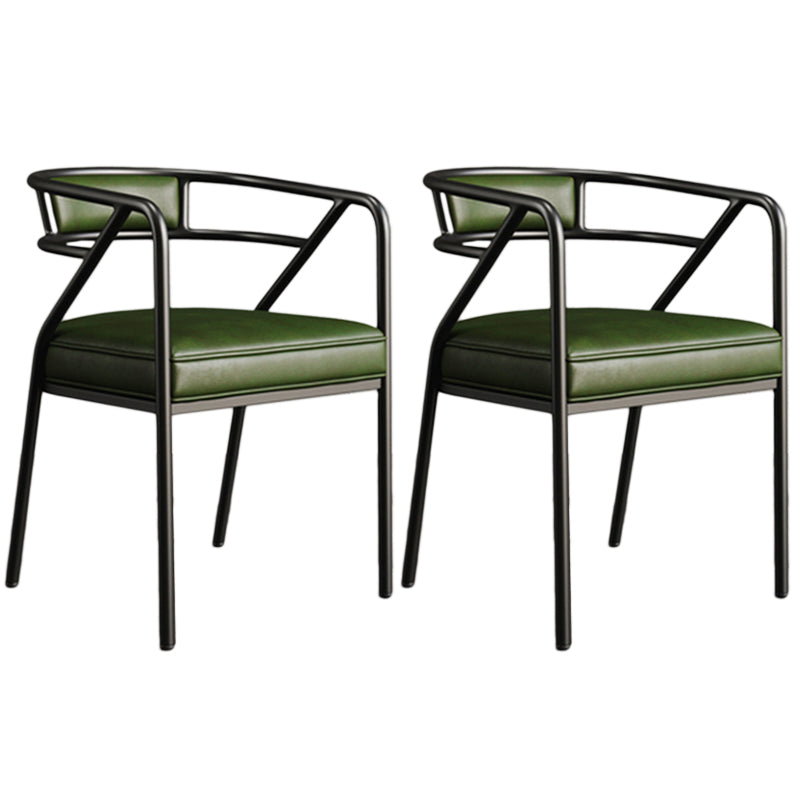 Glam Style Arm Chair Open Back Indoor Dining Chair for Dining Room Green 2 Piece Set Black Clearhalo 'Dining Chairs' 'Dining Tables & Seating' 'dining_chair' 'furn' 'furn_dining_chair' 'Furniture' 'furniture_dining_chair' 'Kitchen & Dining Furniture' 5043814