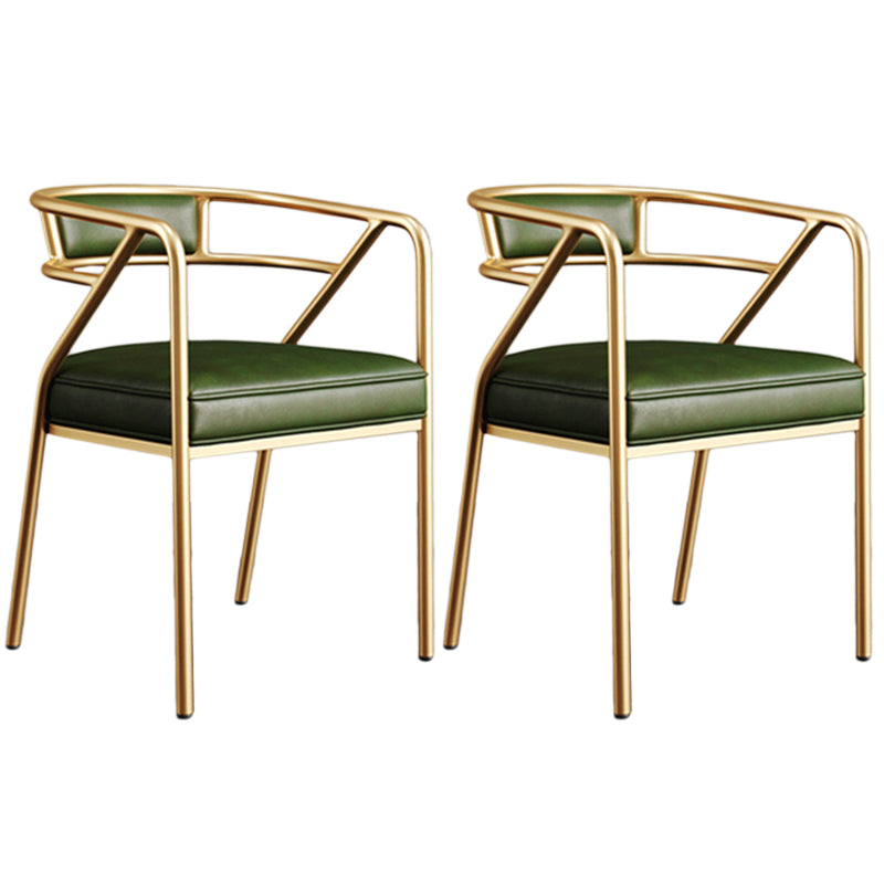 Glam Style Arm Chair Open Back Indoor Dining Chair for Dining Room Green 2 Piece Set Brass Gold Clearhalo 'Dining Chairs' 'Dining Tables & Seating' 'dining_chair' 'furn' 'furn_dining_chair' 'Furniture' 'furniture_dining_chair' 'Kitchen & Dining Furniture' 5043816