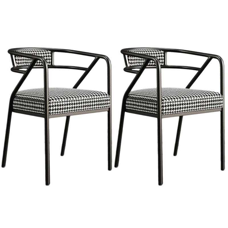 Glam Style Arm Chair Open Back Indoor Dining Chair for Dining Room Black White 2 Piece Set Black Clearhalo 'Dining Chairs' 'Dining Tables & Seating' 'dining_chair' 'furn' 'furn_dining_chair' 'Furniture' 'furniture_dining_chair' 'Kitchen & Dining Furniture' 5043818