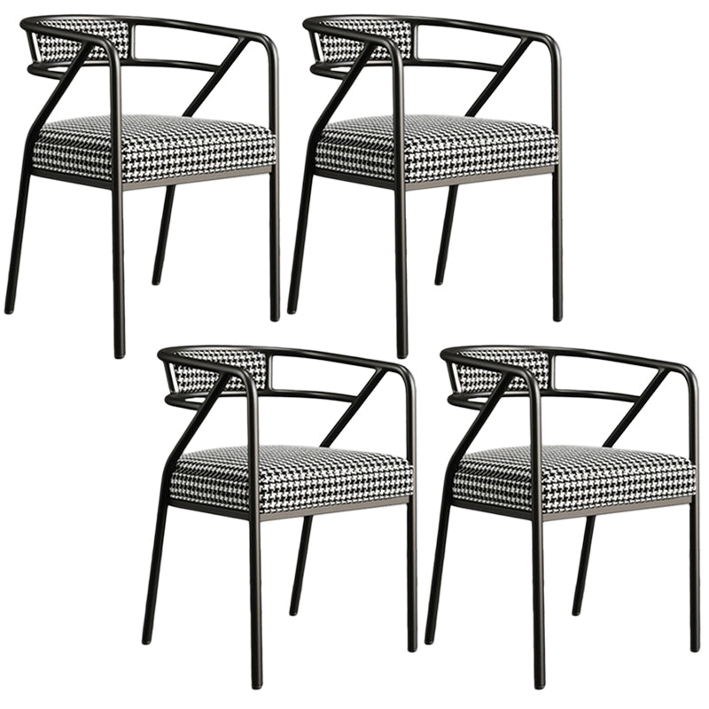 Glam Style Arm Chair Open Back Indoor Dining Chair for Dining Room Black White 4 Piece Set Black Clearhalo 'Dining Chairs' 'Dining Tables & Seating' 'dining_chair' 'furn' 'furn_dining_chair' 'Furniture' 'furniture_dining_chair' 'Kitchen & Dining Furniture' 5043819