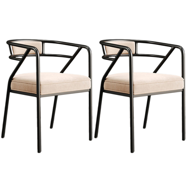 Glam Style Arm Chair Open Back Indoor Dining Chair for Dining Room Beige 2 Piece Set Black Clearhalo 'Dining Chairs' 'Dining Tables & Seating' 'dining_chair' 'furn' 'furn_dining_chair' 'Furniture' 'furniture_dining_chair' 'Kitchen & Dining Furniture' 5043820