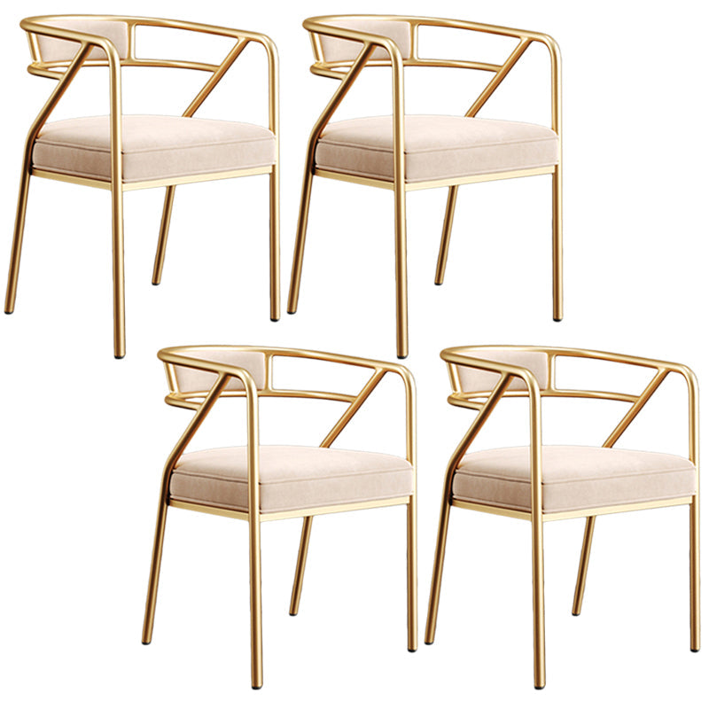 Glam Style Arm Chair Open Back Indoor Dining Chair for Dining Room Beige 4 Piece Set Brass Gold Clearhalo 'Dining Chairs' 'Dining Tables & Seating' 'dining_chair' 'furn' 'furn_dining_chair' 'Furniture' 'furniture_dining_chair' 'Kitchen & Dining Furniture' 5043823