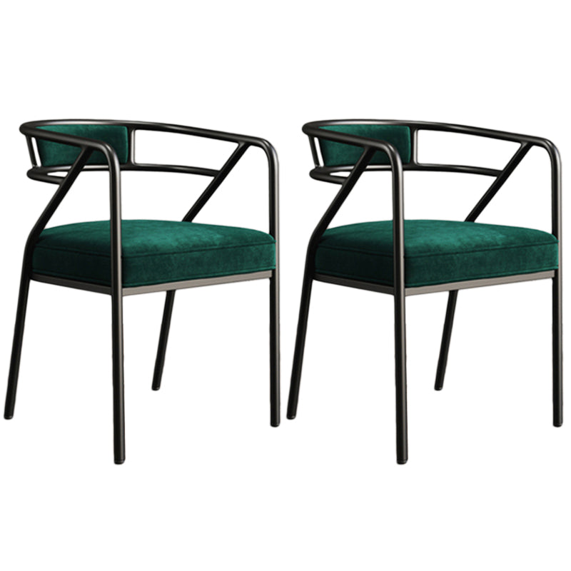 Glam Style Arm Chair Open Back Indoor Dining Chair for Dining Room Blackish Green 2 Piece Set Black Clearhalo 'Dining Chairs' 'Dining Tables & Seating' 'dining_chair' 'furn' 'furn_dining_chair' 'Furniture' 'furniture_dining_chair' 'Kitchen & Dining Furniture' 5043824