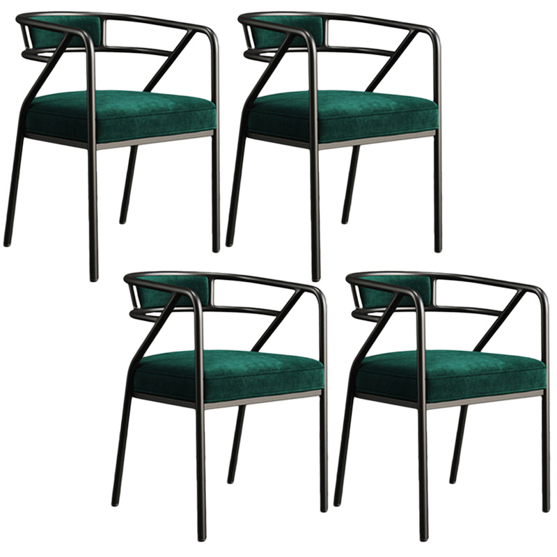 Glam Style Arm Chair Open Back Indoor Dining Chair for Dining Room Blackish Green 4 Piece Set Black Clearhalo 'Dining Chairs' 'Dining Tables & Seating' 'dining_chair' 'furn' 'furn_dining_chair' 'Furniture' 'furniture_dining_chair' 'Kitchen & Dining Furniture' 5043825