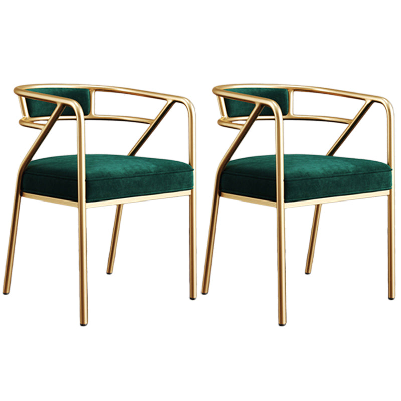 Glam Style Arm Chair Open Back Indoor Dining Chair for Dining Room Blackish Green 2 Piece Set Brass Gold Clearhalo 'Dining Chairs' 'Dining Tables & Seating' 'dining_chair' 'furn' 'furn_dining_chair' 'Furniture' 'furniture_dining_chair' 'Kitchen & Dining Furniture' 5043826