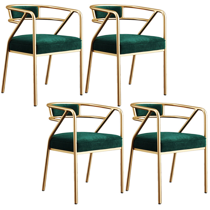 Glam Style Arm Chair Open Back Indoor Dining Chair for Dining Room Blackish Green 4 Piece Set Brass Gold Clearhalo 'Dining Chairs' 'Dining Tables & Seating' 'dining_chair' 'furn' 'furn_dining_chair' 'Furniture' 'furniture_dining_chair' 'Kitchen & Dining Furniture' 5043827