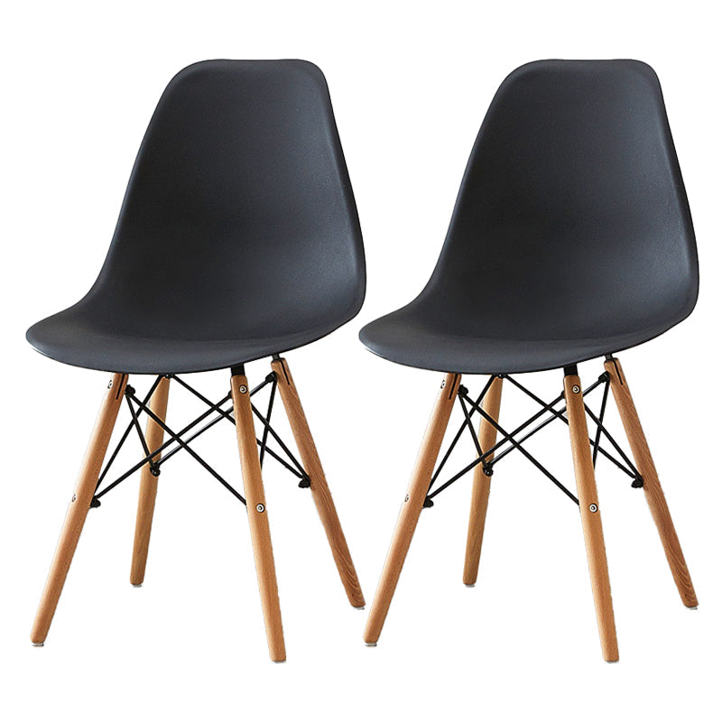 Scandinavian Wood Armless Chair Kitchen Room Solid Back Chair Black Set of 2 Clearhalo 'Dining Chairs' 'Dining Tables & Seating' 'dining_chair' 'Furniture' 'furniture_dining_chair' 'Kitchen & Dining Furniture' 5043831