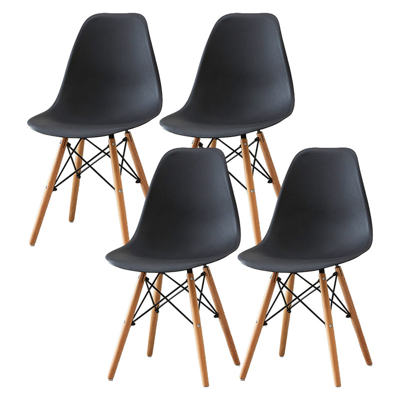 Scandinavian Wood Armless Chair Kitchen Room Solid Back Chair Black Set of 4 Clearhalo 'Dining Chairs' 'Dining Tables & Seating' 'dining_chair' 'Furniture' 'furniture_dining_chair' 'Kitchen & Dining Furniture' 5043833