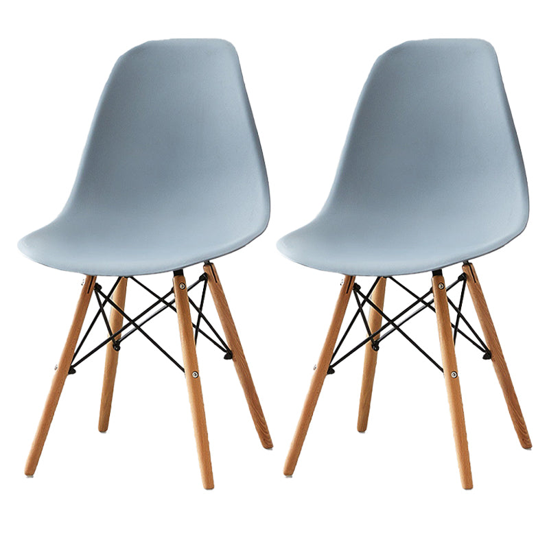Scandinavian Wood Armless Chair Kitchen Room Solid Back Chair Light Gray Set of 2 Clearhalo 'Dining Chairs' 'Dining Tables & Seating' 'dining_chair' 'Furniture' 'furniture_dining_chair' 'Kitchen & Dining Furniture' 5043838