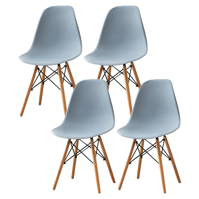 Scandinavian Wood Armless Chair Kitchen Room Solid Back Chair Light Gray Set of 4 Clearhalo 'Dining Chairs' 'Dining Tables & Seating' 'dining_chair' 'Furniture' 'furniture_dining_chair' 'Kitchen & Dining Furniture' 5043840