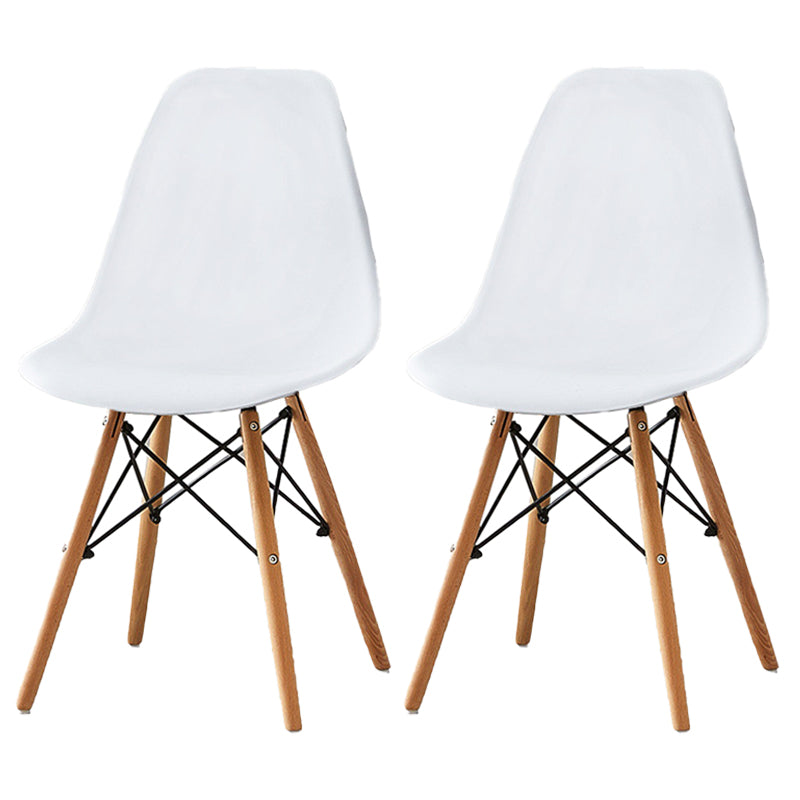 Scandinavian Wood Armless Chair Kitchen Room Solid Back Chair White Set of 2 Clearhalo 'Dining Chairs' 'Dining Tables & Seating' 'dining_chair' 'Furniture' 'furniture_dining_chair' 'Kitchen & Dining Furniture' 5043843