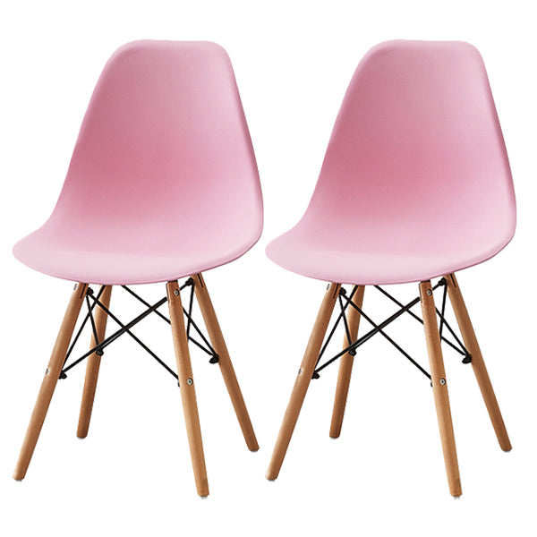 Scandinavian Wood Armless Chair Kitchen Room Solid Back Chair Pink Set of 2 Clearhalo 'Dining Chairs' 'Dining Tables & Seating' 'dining_chair' 'Furniture' 'furniture_dining_chair' 'Kitchen & Dining Furniture' 5043855