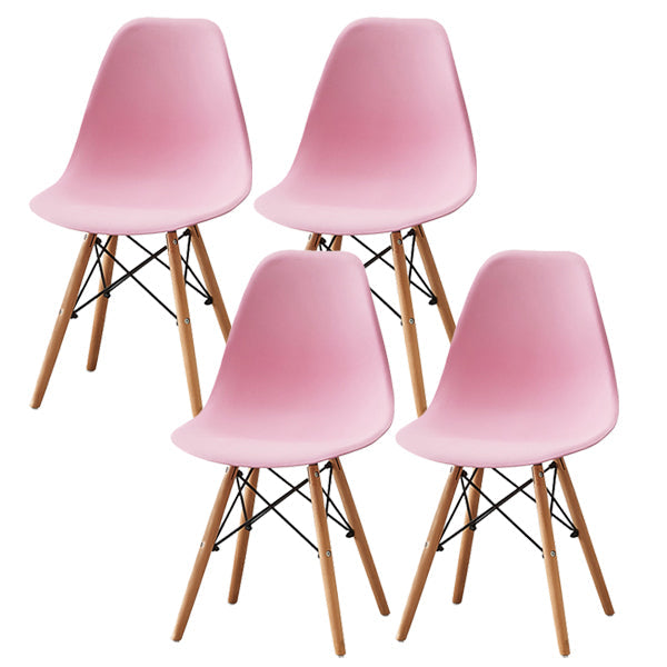 Scandinavian Wood Armless Chair Kitchen Room Solid Back Chair Pink Set of 4 Clearhalo 'Dining Chairs' 'Dining Tables & Seating' 'dining_chair' 'Furniture' 'furniture_dining_chair' 'Kitchen & Dining Furniture' 5043858
