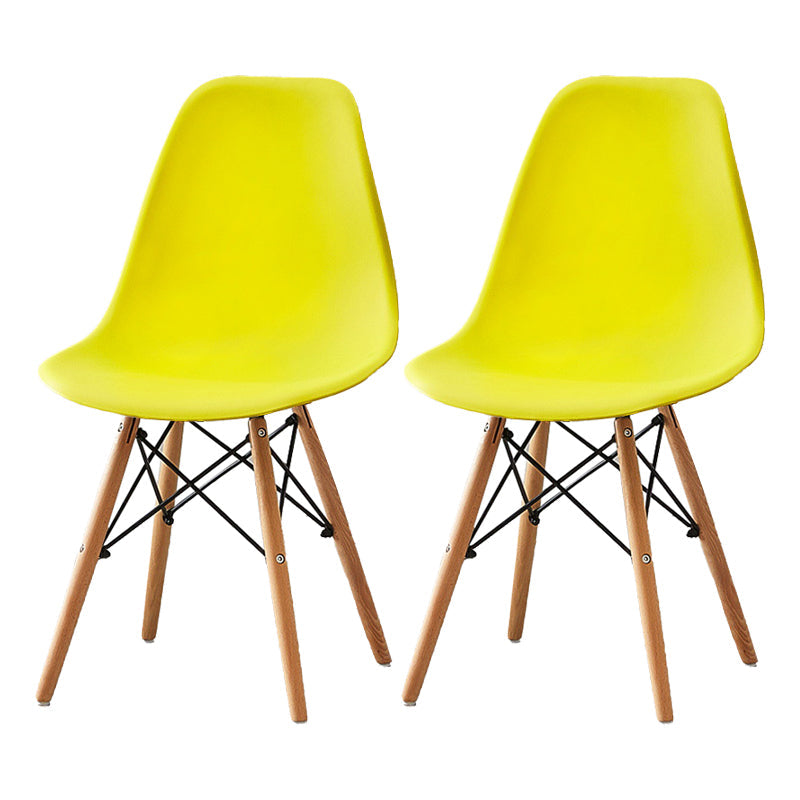 Scandinavian Wood Armless Chair Kitchen Room Solid Back Chair Yellow Set of 2 Clearhalo 'Dining Chairs' 'Dining Tables & Seating' 'dining_chair' 'Furniture' 'furniture_dining_chair' 'Kitchen & Dining Furniture' 5043860