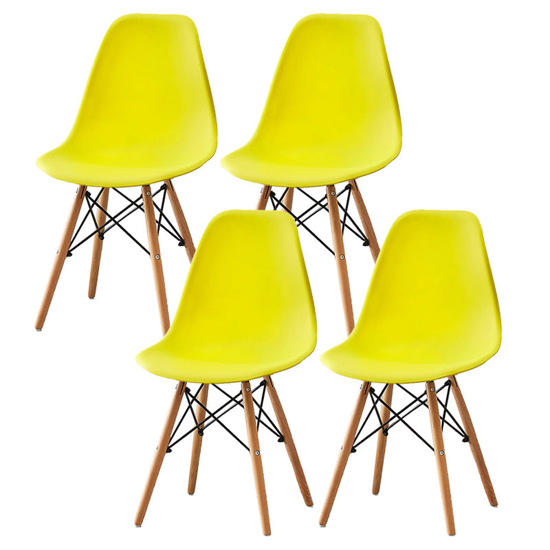 Scandinavian Wood Armless Chair Kitchen Room Solid Back Chair Yellow Set of 4 Clearhalo 'Dining Chairs' 'Dining Tables & Seating' 'dining_chair' 'Furniture' 'furniture_dining_chair' 'Kitchen & Dining Furniture' 5043861