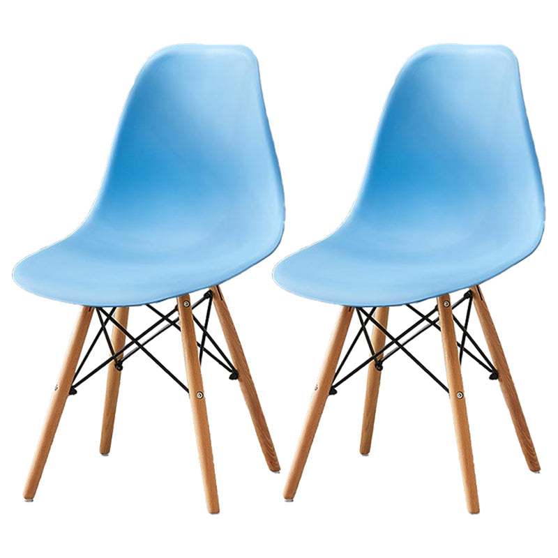 Scandinavian Wood Armless Chair Kitchen Room Solid Back Chair Blue Set of 2 Clearhalo 'Dining Chairs' 'Dining Tables & Seating' 'dining_chair' 'Furniture' 'furniture_dining_chair' 'Kitchen & Dining Furniture' 5043863