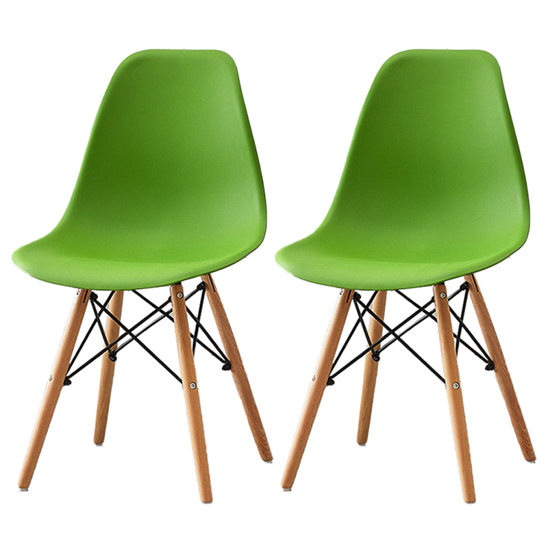 Scandinavian Wood Armless Chair Kitchen Room Solid Back Chair Green Set of 2 Clearhalo 'Dining Chairs' 'Dining Tables & Seating' 'dining_chair' 'Furniture' 'furniture_dining_chair' 'Kitchen & Dining Furniture' 5043866