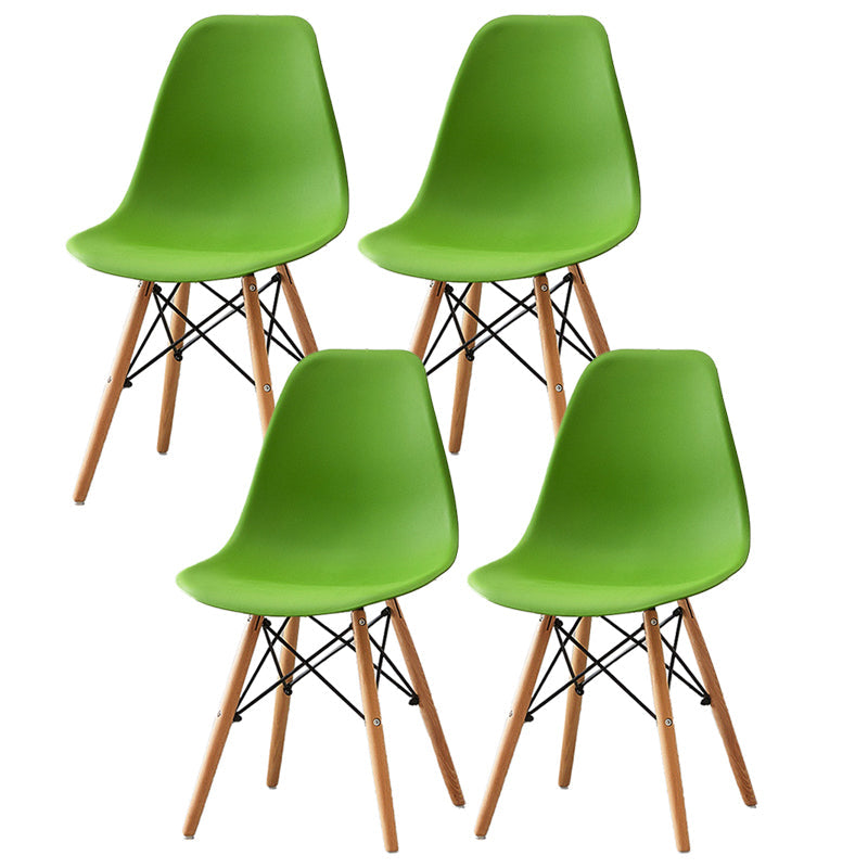 Scandinavian Wood Armless Chair Kitchen Room Solid Back Chair Green Set of 4 Clearhalo 'Dining Chairs' 'Dining Tables & Seating' 'dining_chair' 'Furniture' 'furniture_dining_chair' 'Kitchen & Dining Furniture' 5043867